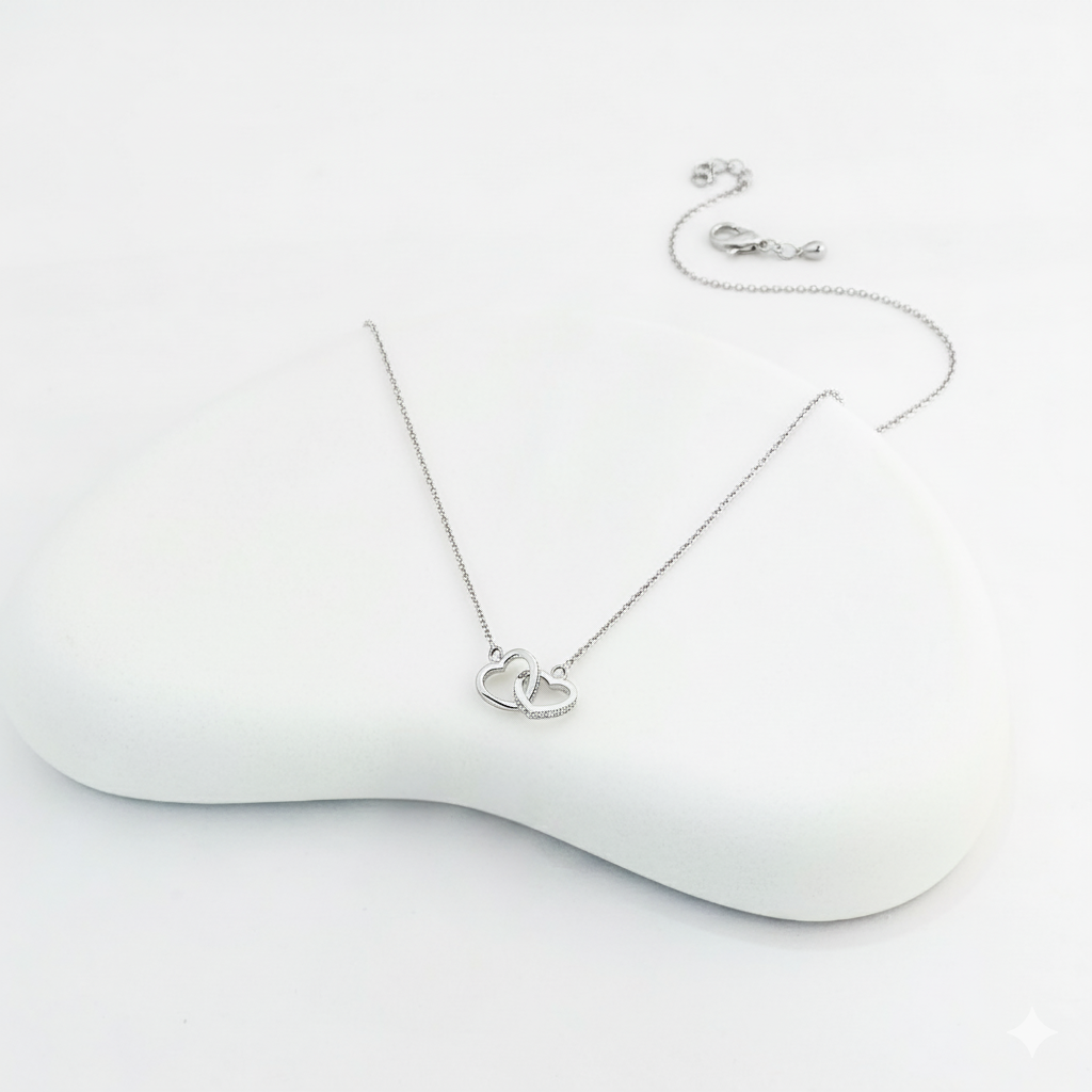Silver Plated Double Heart Shape Pendant