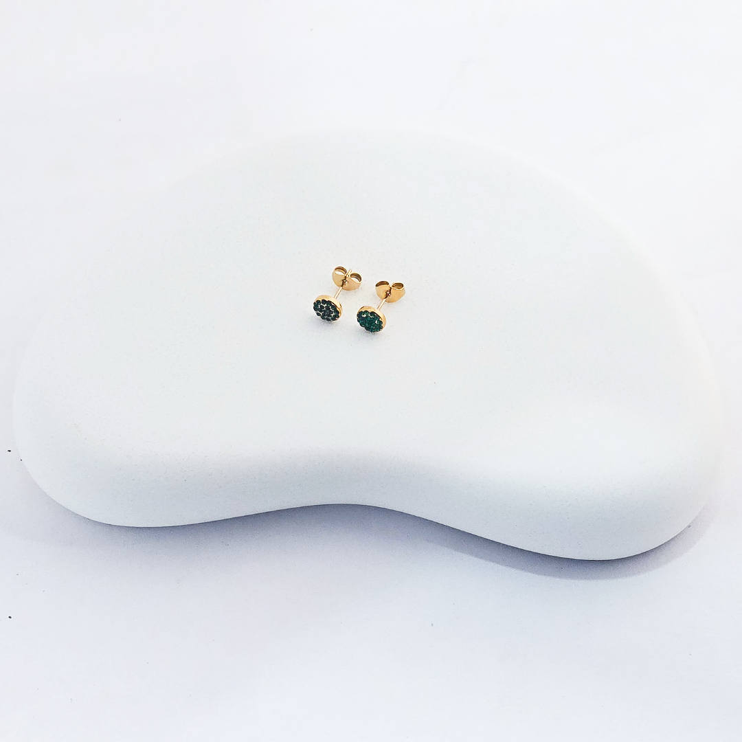 Gold Plated Anti-Tarnish Green Diamond Mini Stud Earring