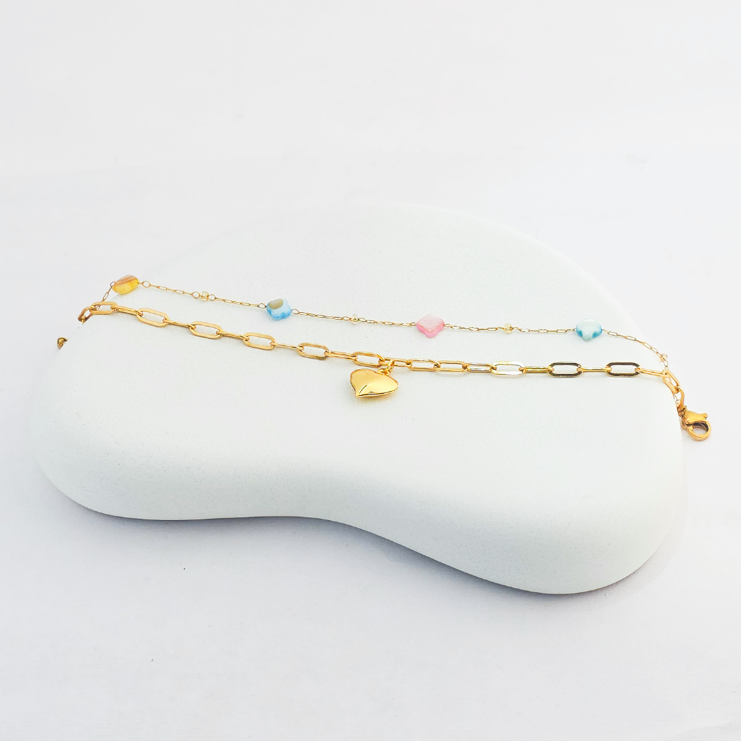 Double Chain Anti Tarnish Charm Bracelets