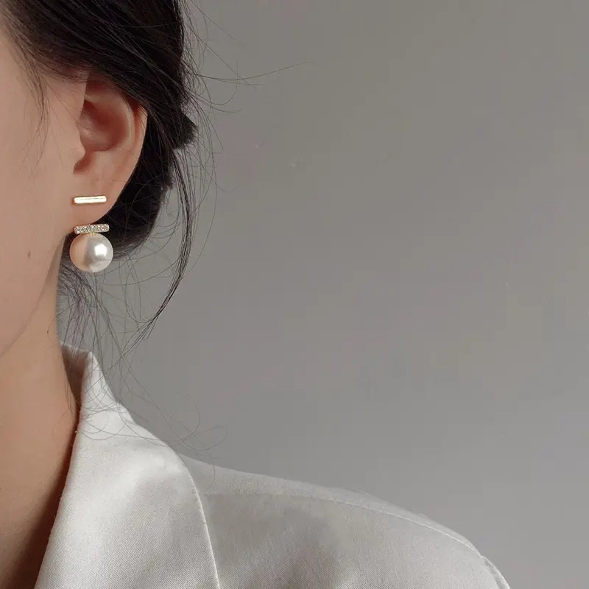Enmode Latest Stylish 1Pearl Cubic Zirconia 18K Gold Plated Drop T-Shaped Drop Earring for Women and Girls