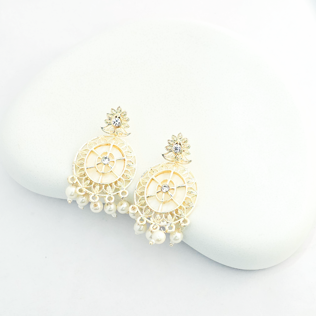 MOP Circle Shape Pearl Gold Plated Earring