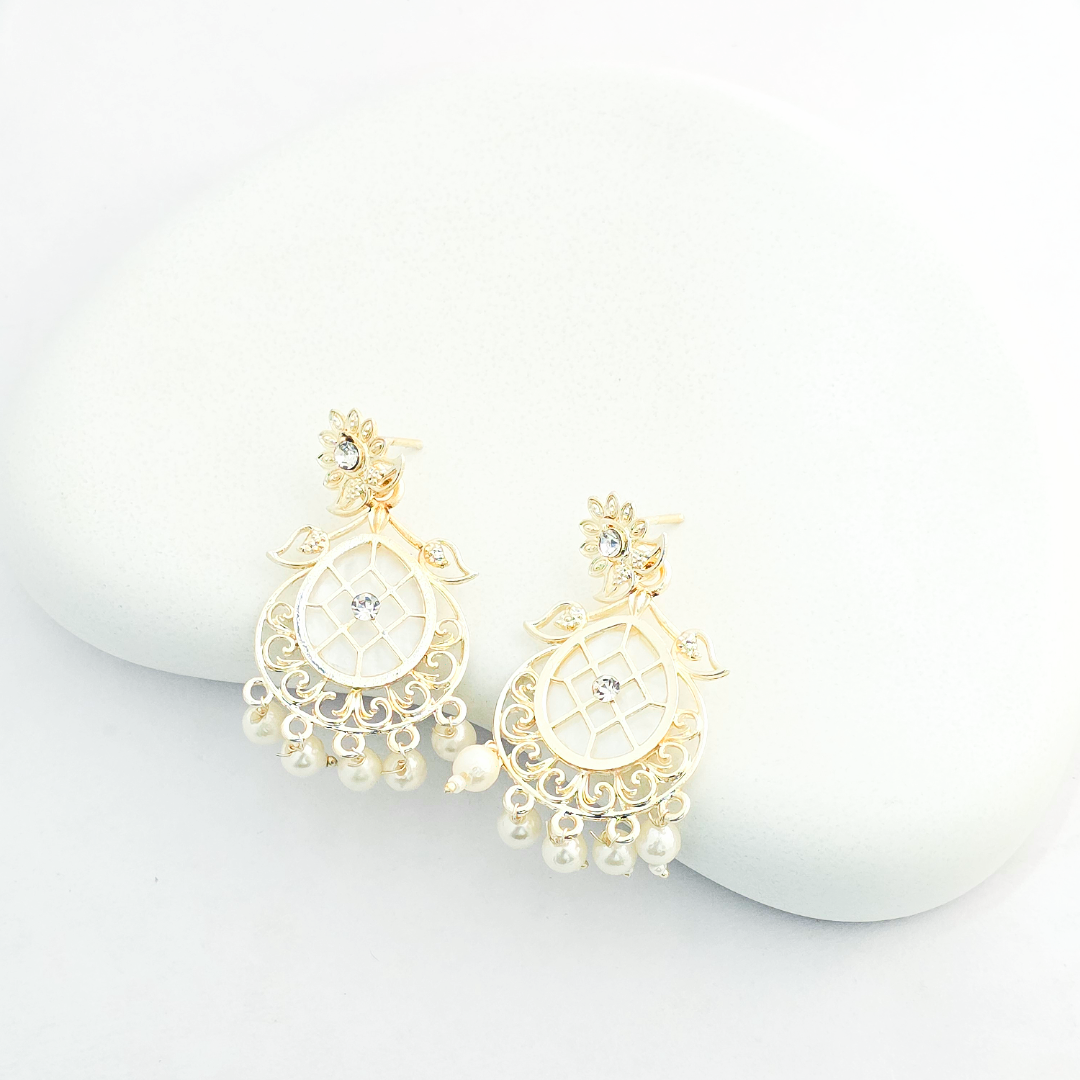 MOP Oval Pearl Gold Plated Earring