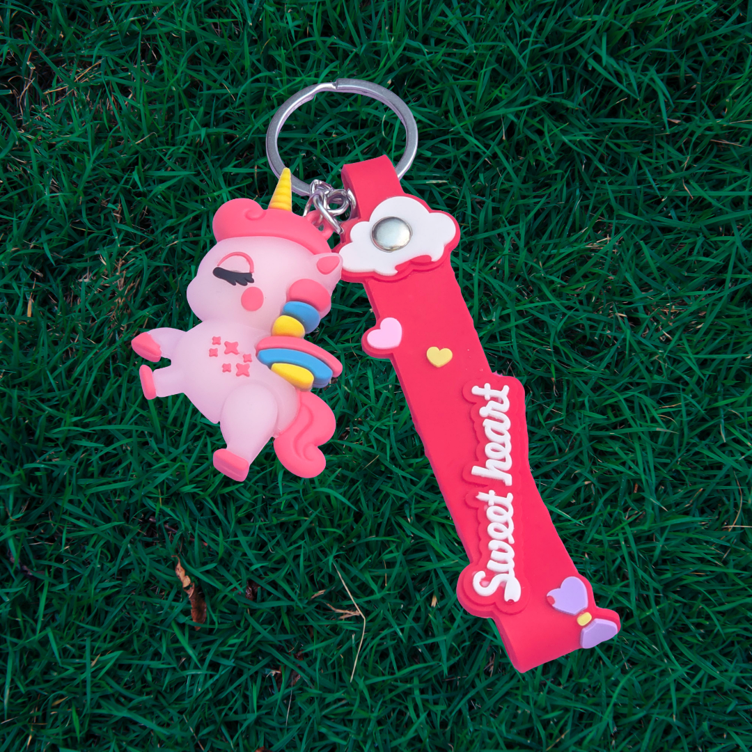 Red Unicorn Keychain